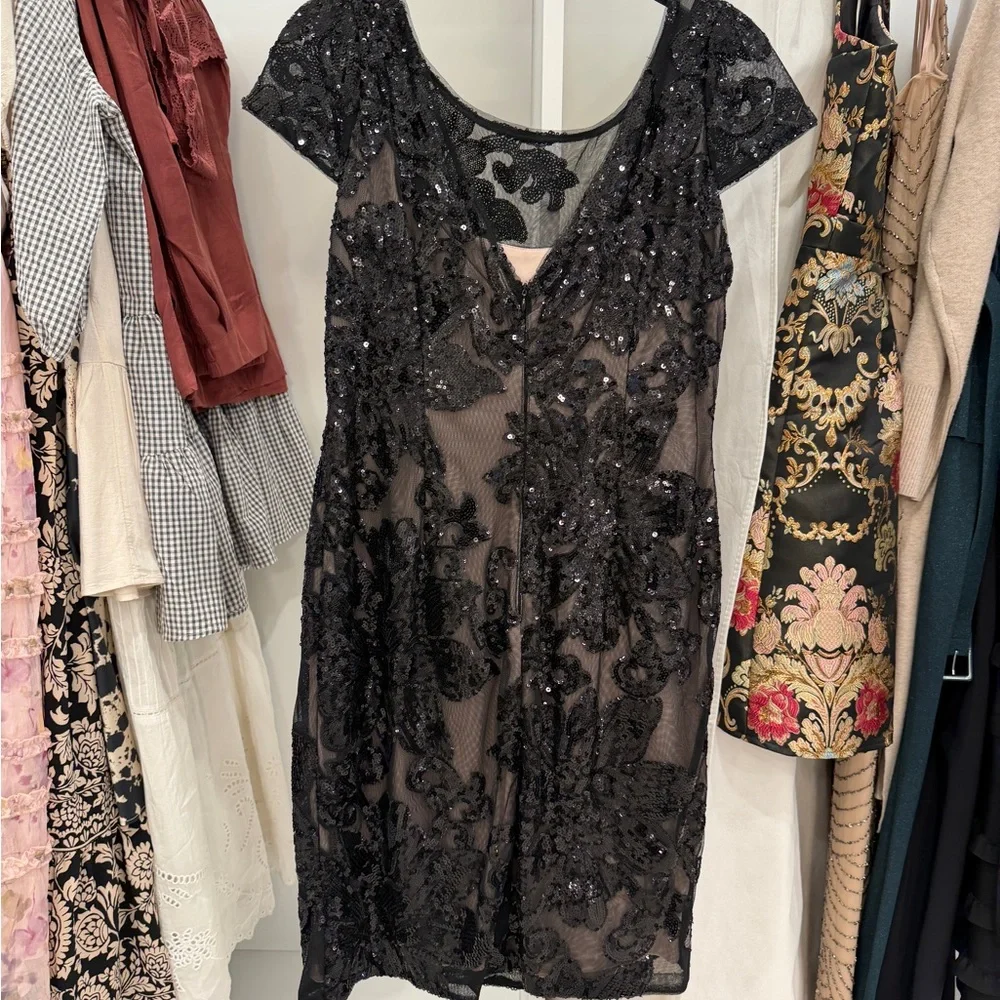 Calvin Klein Black Sequin Sheer Midi Dress - Picture 2 of 3